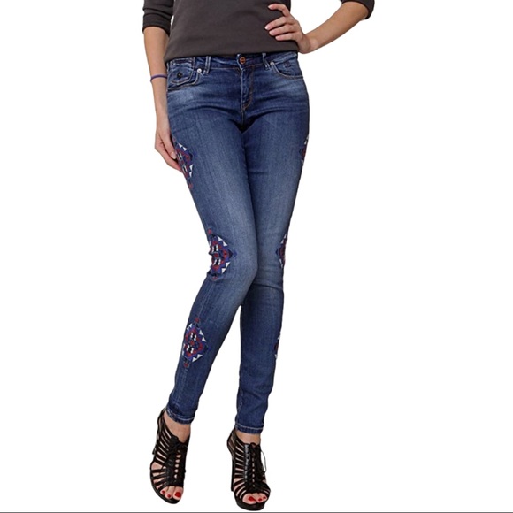 Scotch & Soda Denim - Maison Scotch Amsterdams Blauw La Parisienne Navajo Embroidered Jeans (27/32)